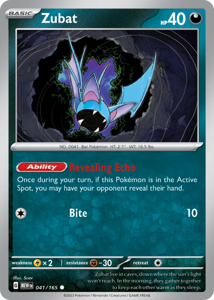 Zubat #41 151 Pokemon card