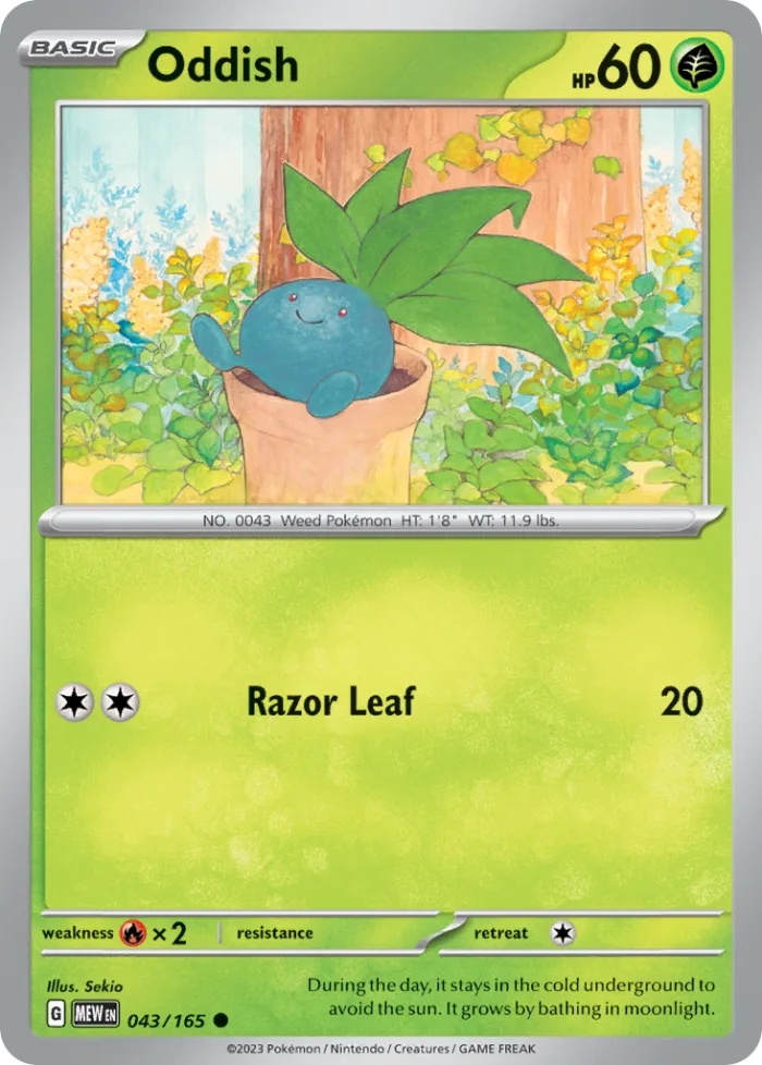 Oddish #43 151 Pokemon card