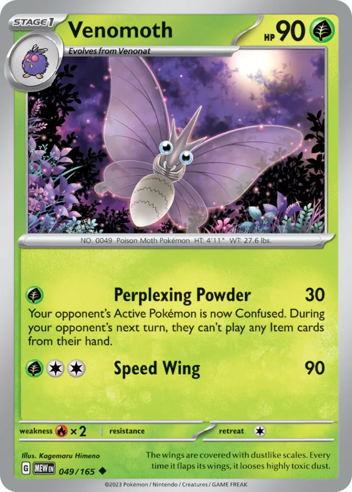 Venomoth #49 151 Pokemon card