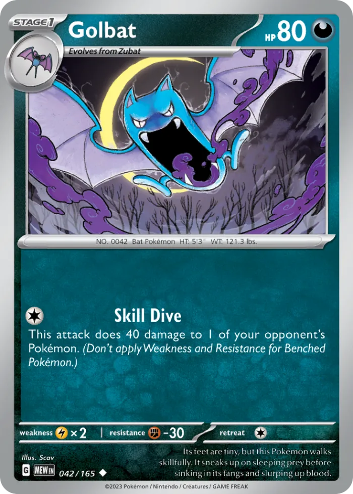 Golbat #42 151 Pokemon card