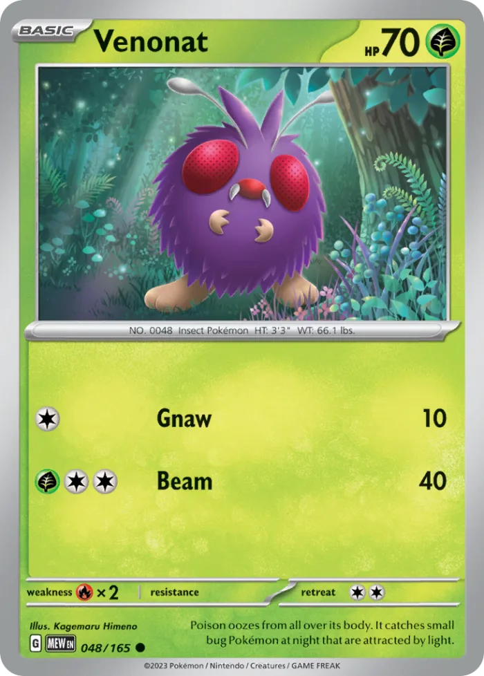Venonat #48 151 Pokemon card