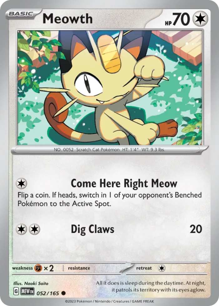 Meowth #52 151 Pokemon card