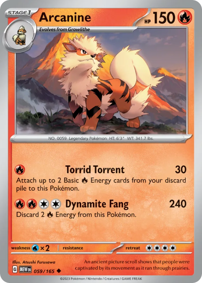 Arcanine #59 151 Pokemon card