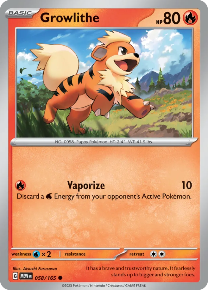 Growlithe #58 151 Pokemon card