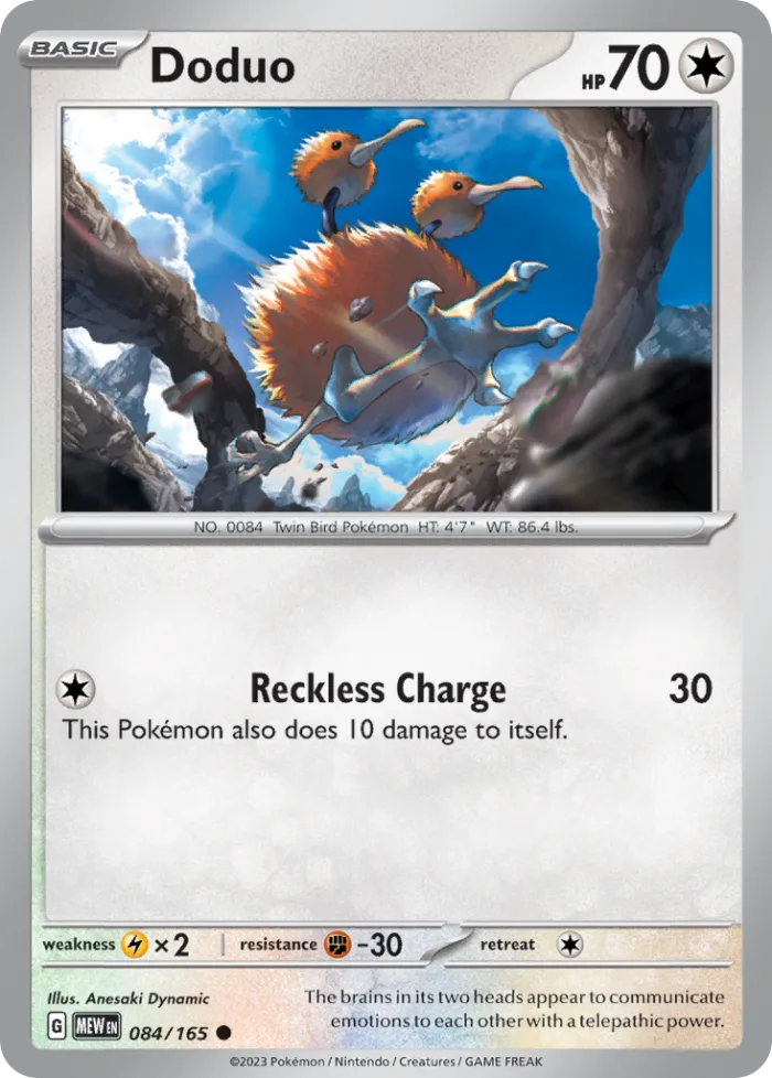 Doduo #84 151 Pokemon card