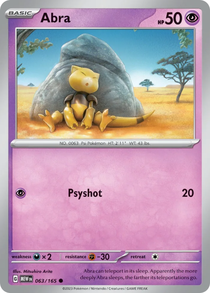 Abra #63 151 Pokemon card