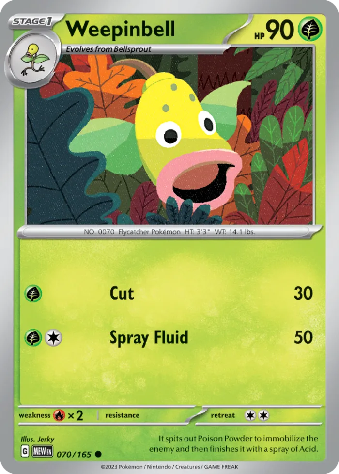 Weepinbell #70 151 Pokemon card