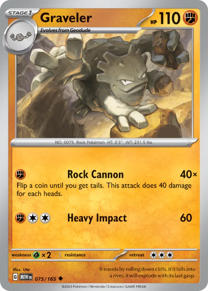 Graveler #75 151 Pokemon card
