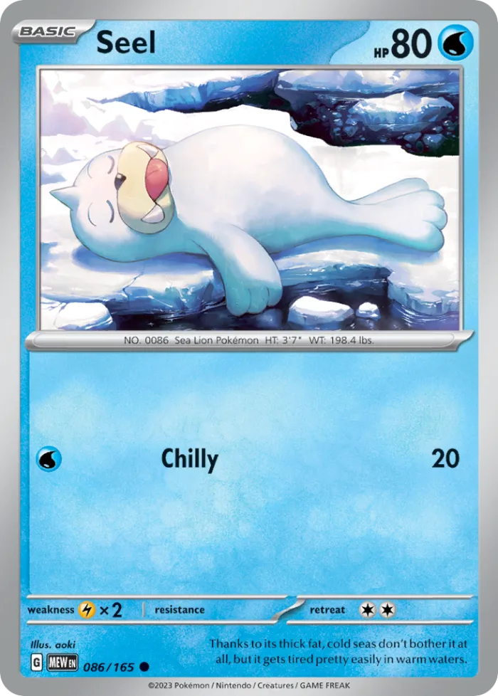 Seel #86 151 Pokemon card