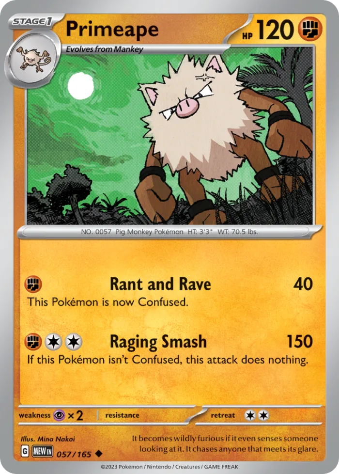 Primeape #57 151 Pokemon card