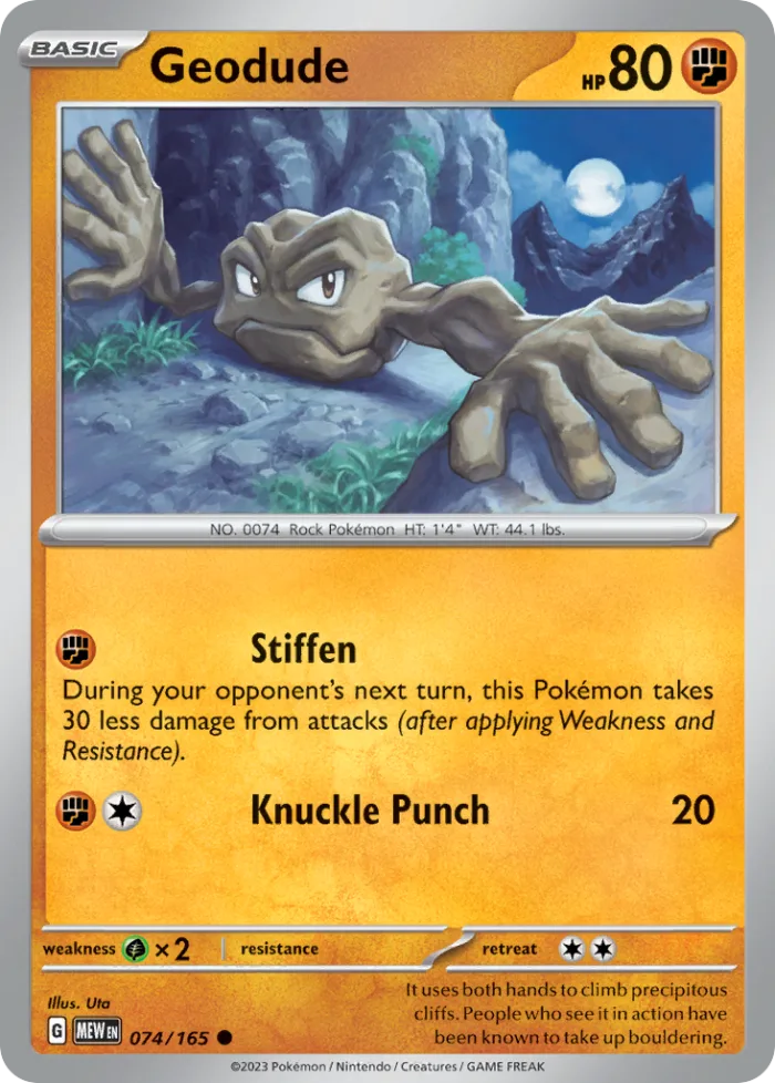 Geodude #74 151 Pokemon card