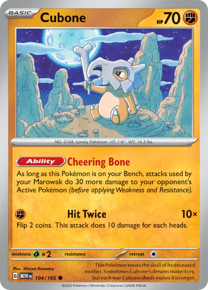 Cubone #104 151 Pokemon card