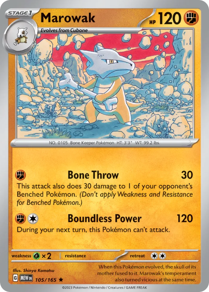 Marowak #105 151 Pokemon card