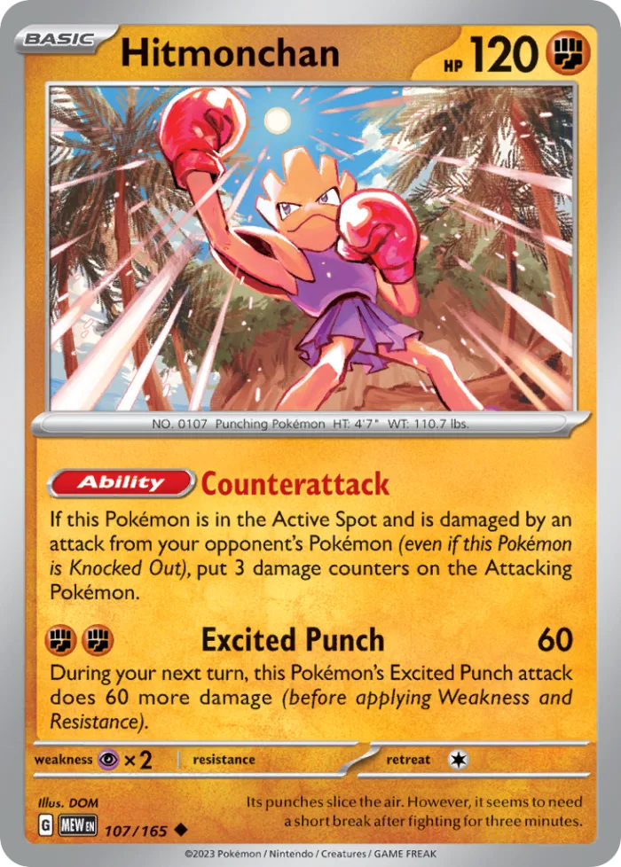 Hitmonchan #107 151 Pokemon card