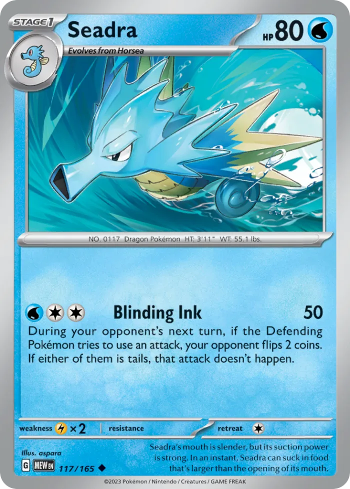 Seadra #117 151 Pokemon card
