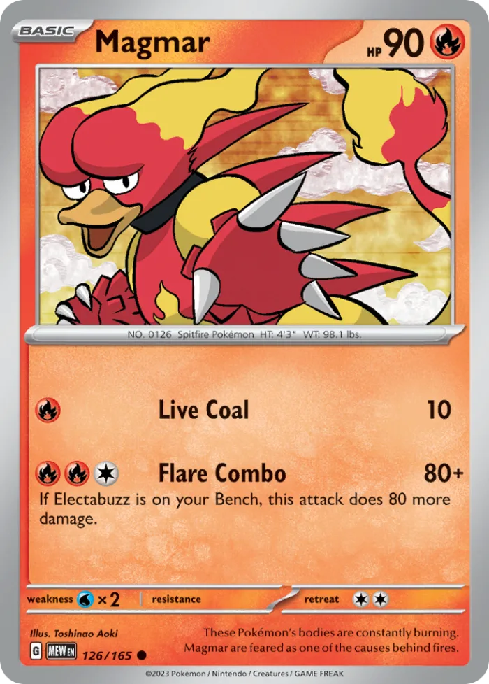 Magmar #126 151 Pokemon card
