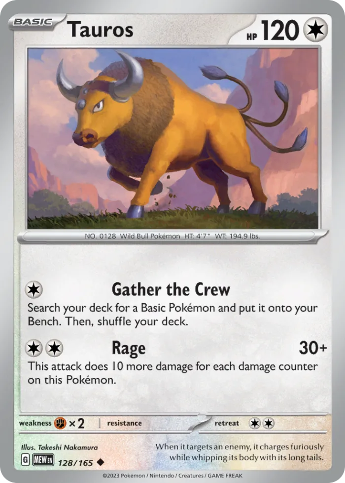 Tauros #128 151 Pokemon card