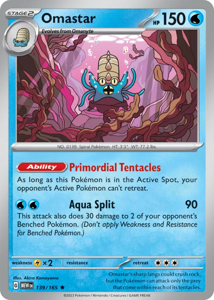 Omastar #139 151 Pokemon card
