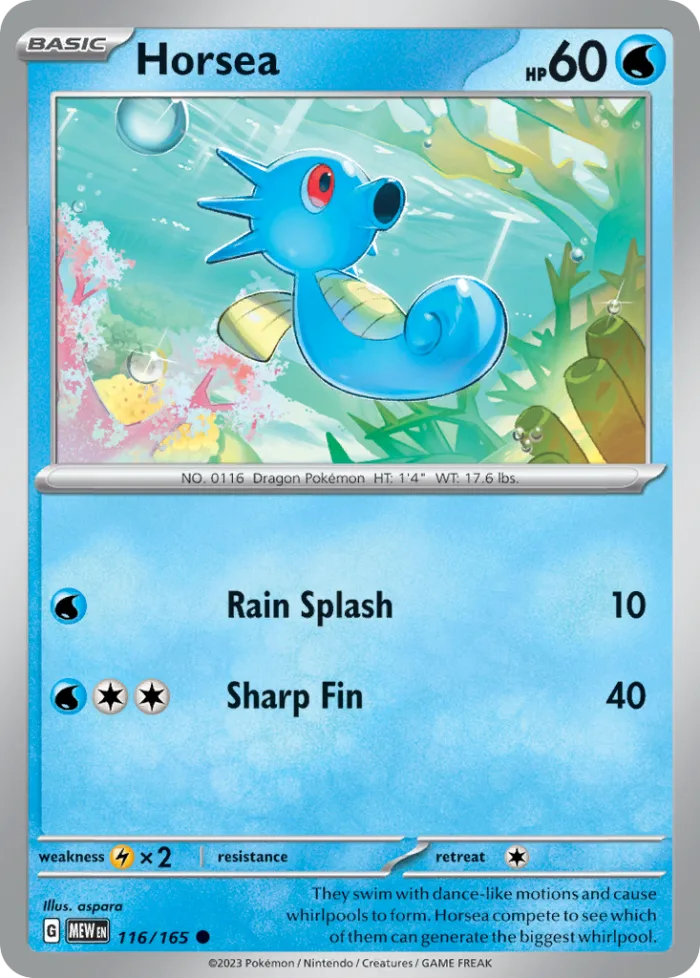 Horsea #116 151 Pokemon card