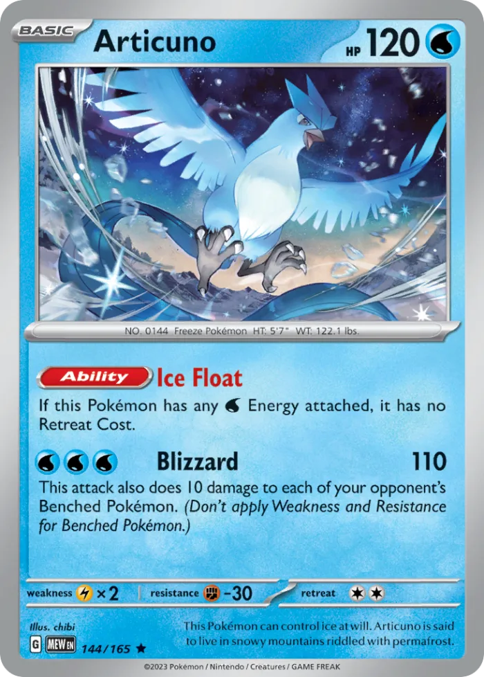 Articuno #144 151 Pokemon card
