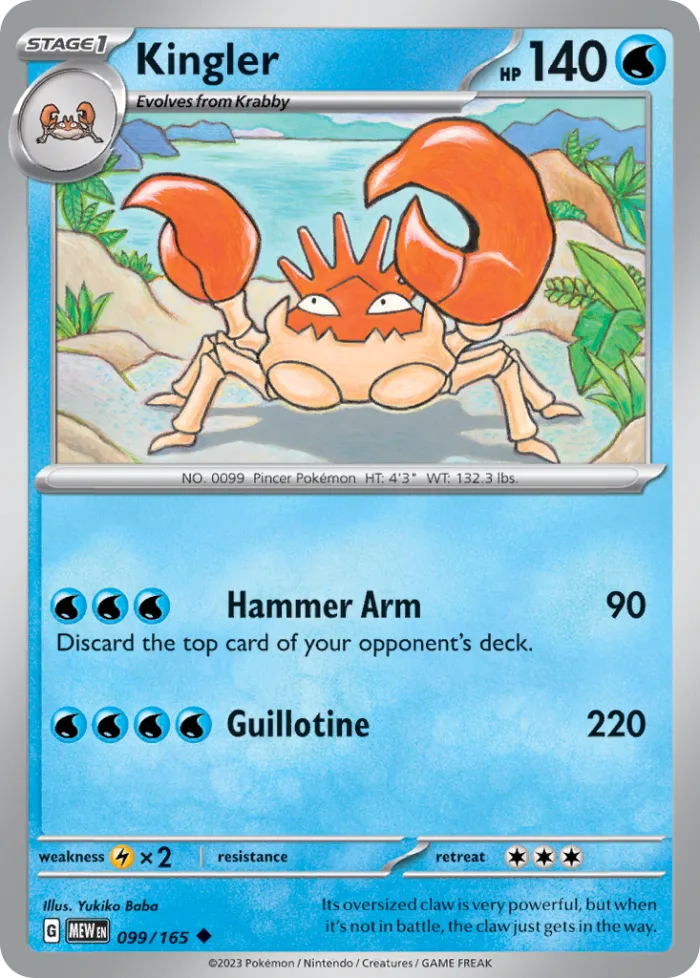 Kingler #99 151 Pokemon card