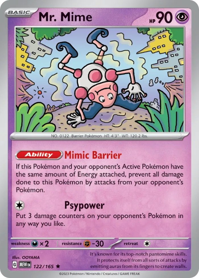 Mr. Mime #122 151 Pokemon card