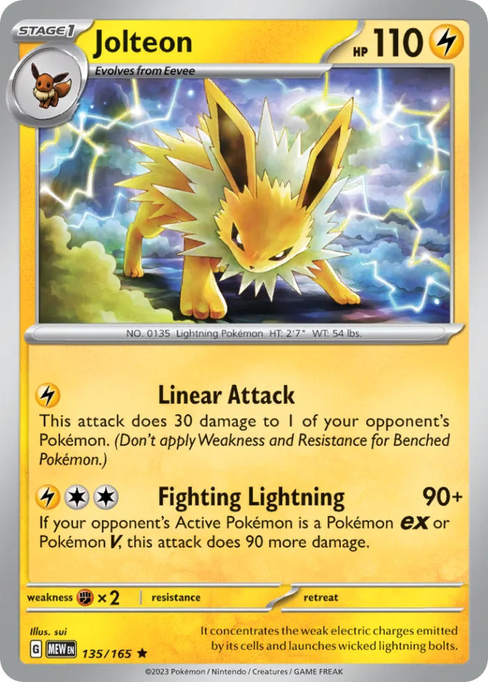 Jolteon #135 151 Pokemon card