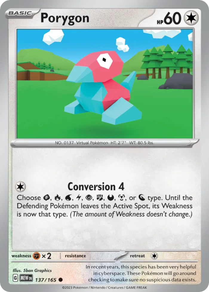 Porygon #137 151 Pokemon card