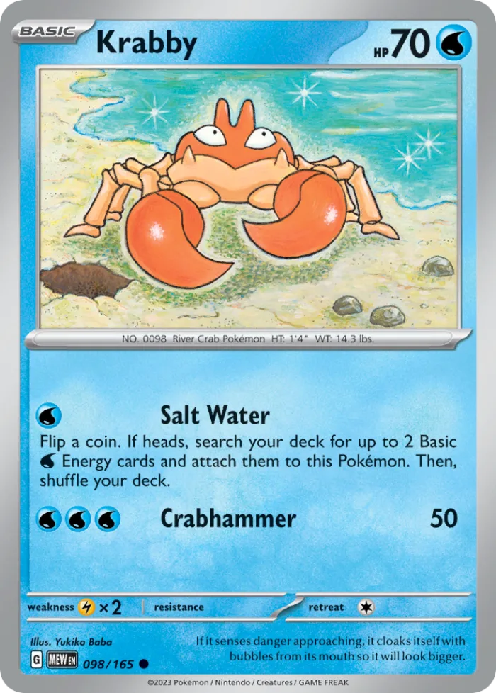 Krabby #98 151 Pokemon card