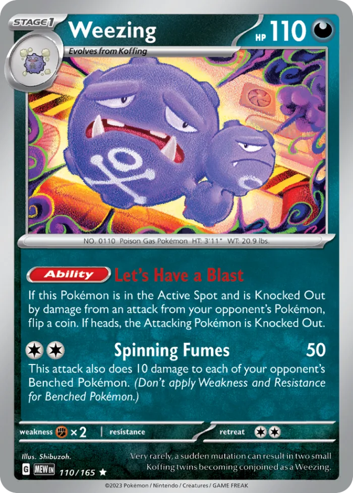 Weezing #110 151 Pokemon card