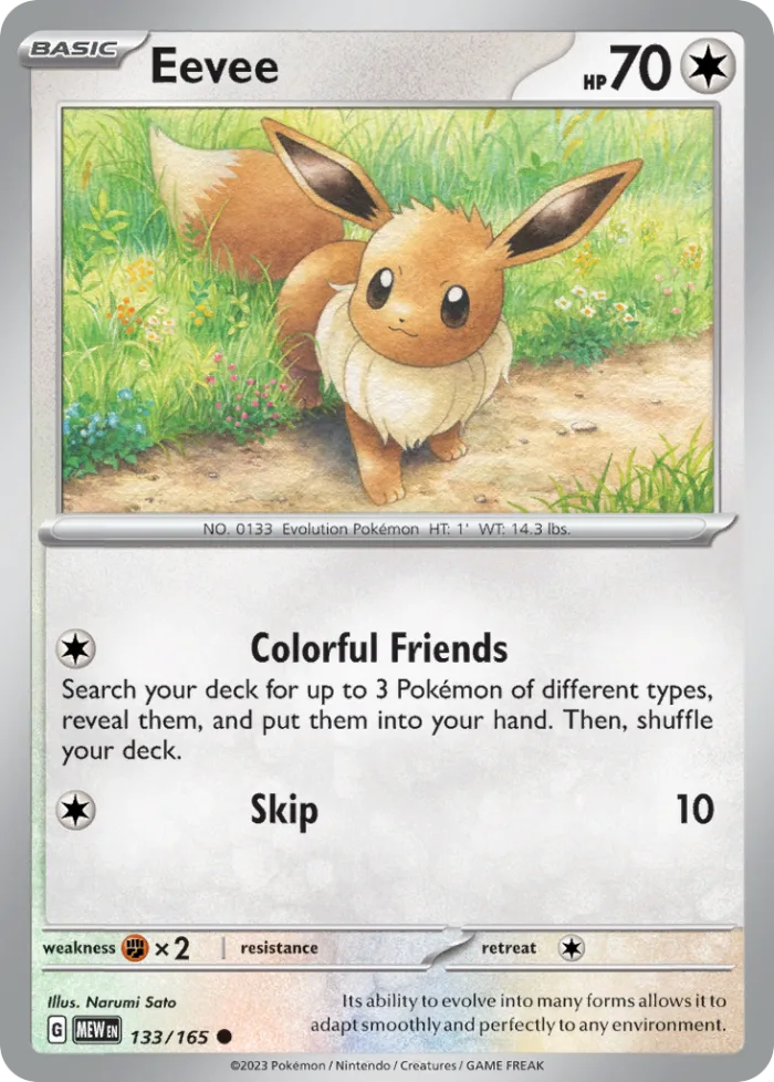 Eevee #133 151 Pokemon card