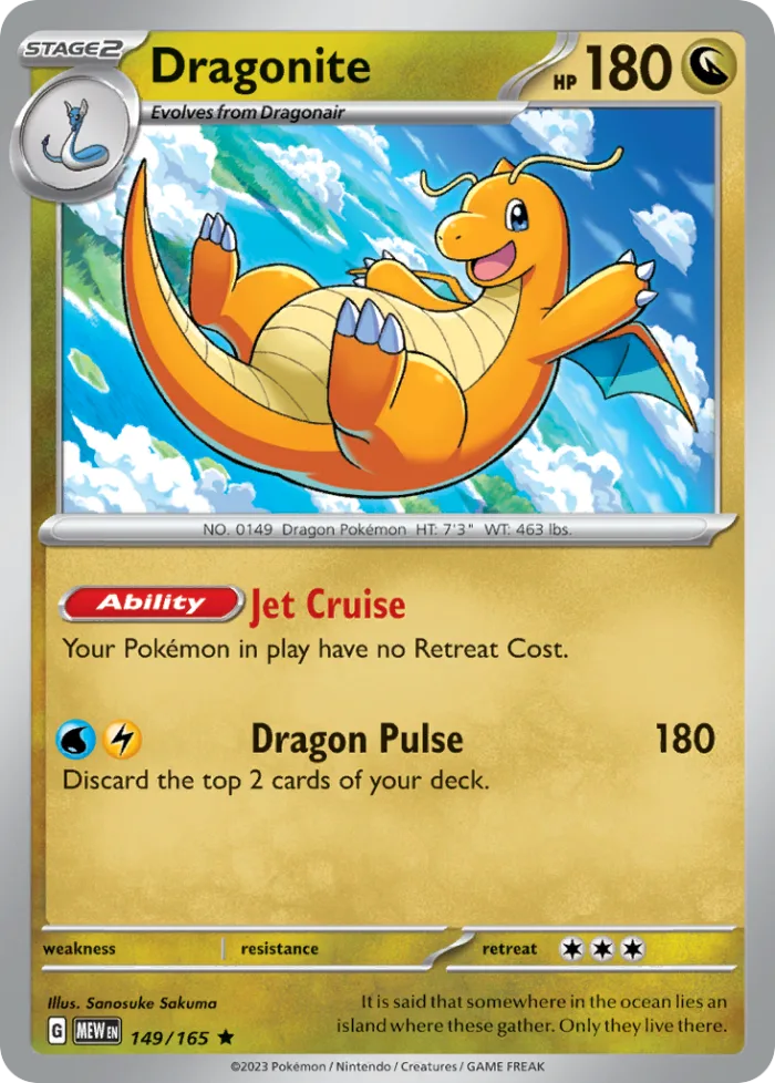 Dragonite #149 151 Pokemon card