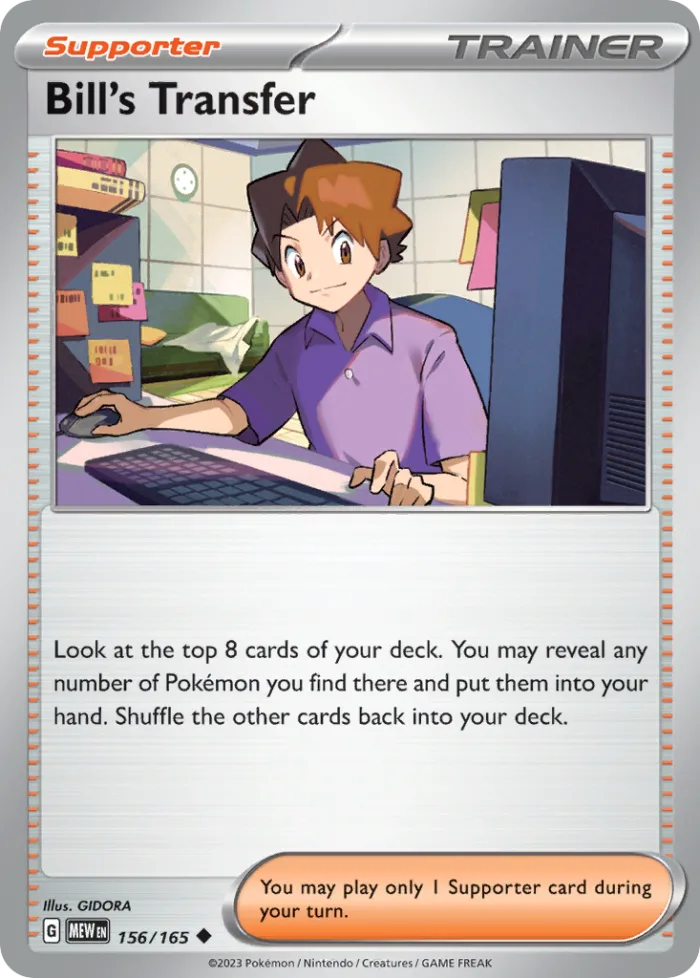 Bill's Transfer #156 151 Pokemon card