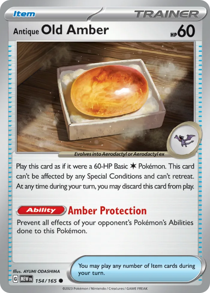 Antique Old Amber #154 151 Pokemon card