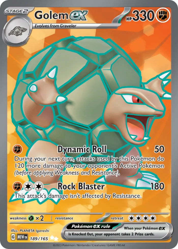 Golem ex #189 151 Pokemon card