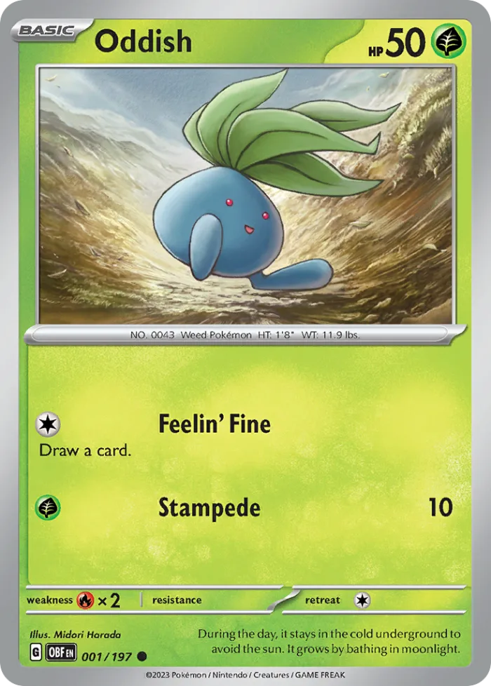 Oddish #1 Obsidian Flames Pokemon card