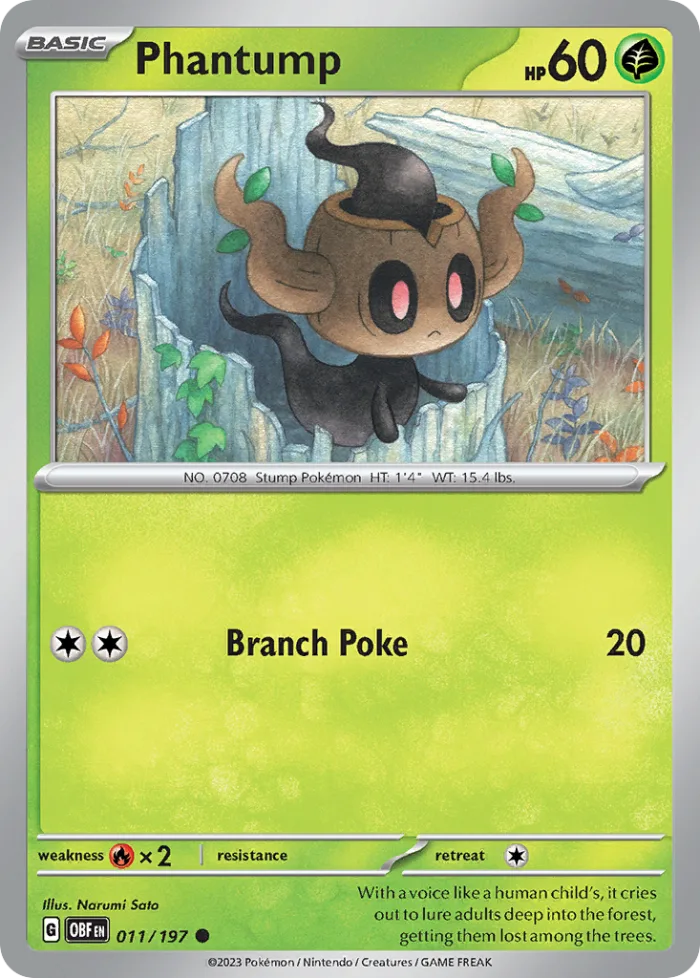 Phantump #11 Obsidian Flames Pokemon card