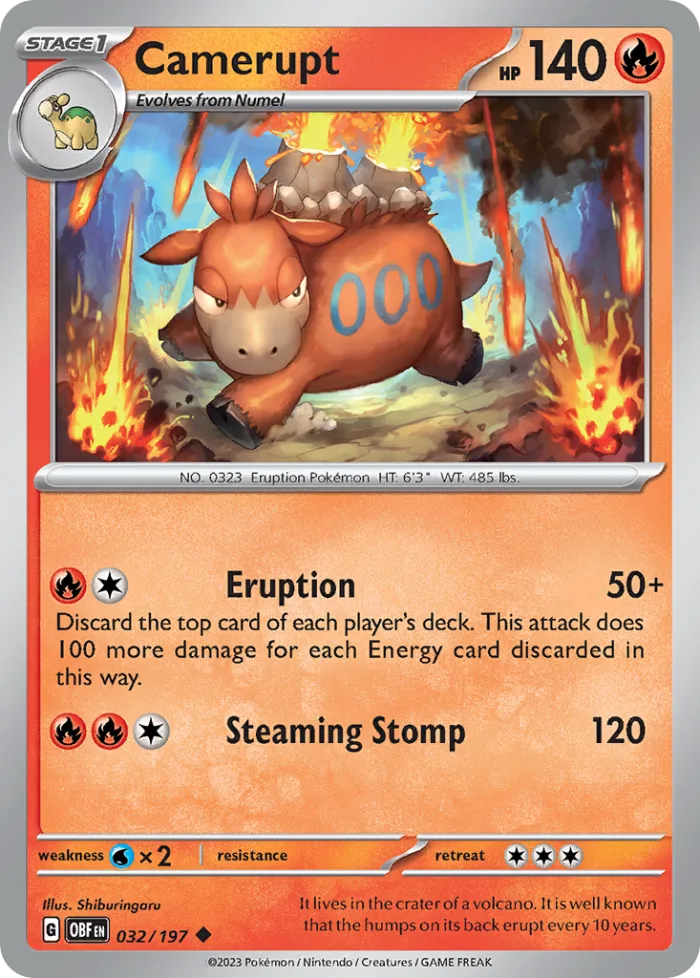 Camerupt #32 Obsidian Flames Pokemon card