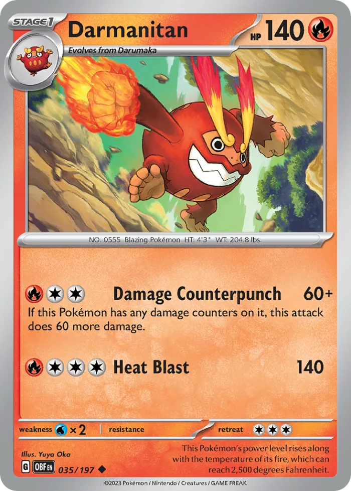 Darmanitan #35 Obsidian Flames Pokemon card