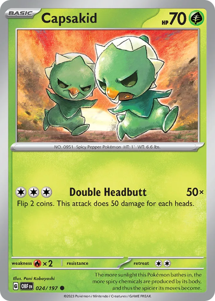 Capsakid #24 Obsidian Flames Pokemon card
