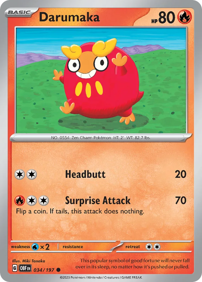 Darumaka #34 Obsidian Flames Pokemon card