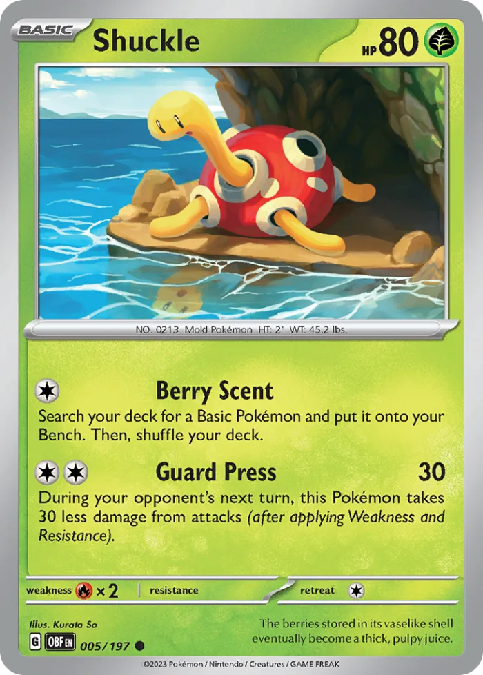 Shuckle #5 Obsidian Flames Pokemon card