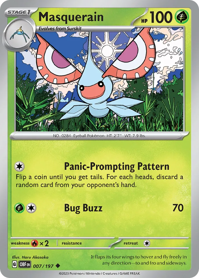 Masquerain #7 Obsidian Flames Pokemon card