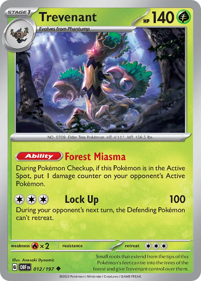 Trevenant #12 Obsidian Flames Pokemon card