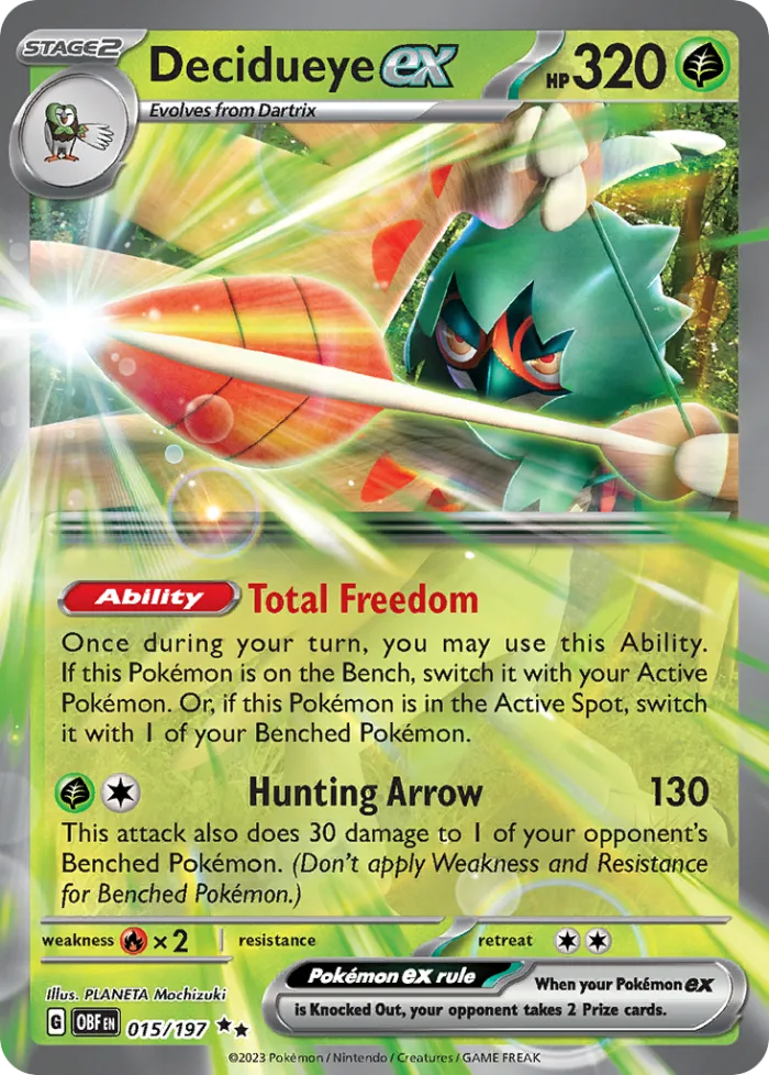 Decidueye ex #15 Obsidian Flames Pokemon card