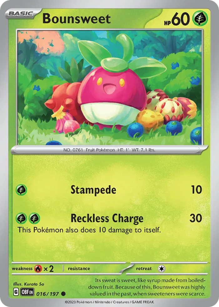 Bounsweet #16 Obsidian Flames Pokemon card