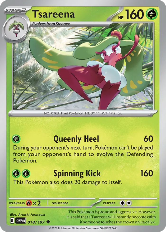 Tsareena #18 Obsidian Flames Pokemon card