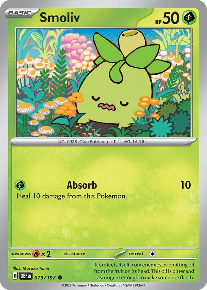 Smoliv #19 Obsidian Flames Pokemon card