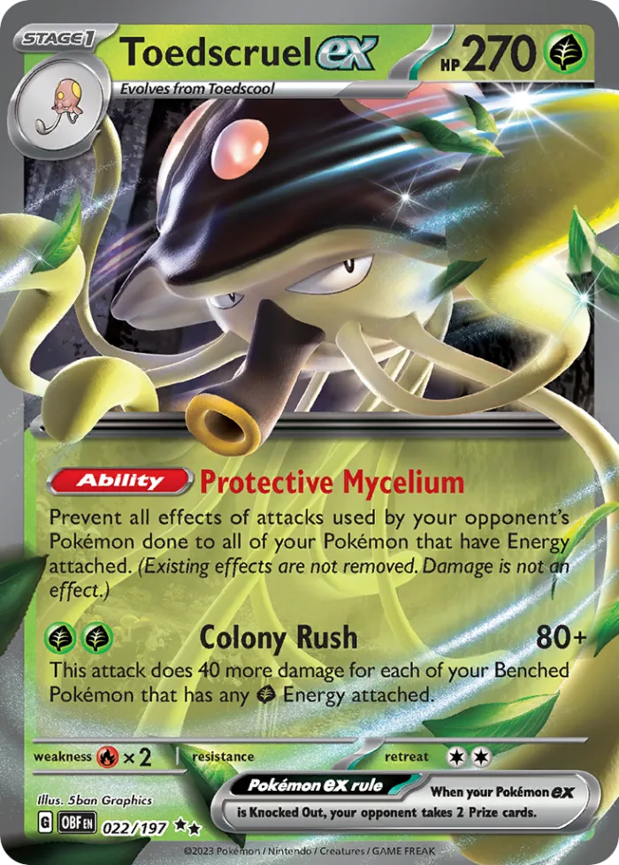 Toedscruel ex #22 Obsidian Flames Pokemon card