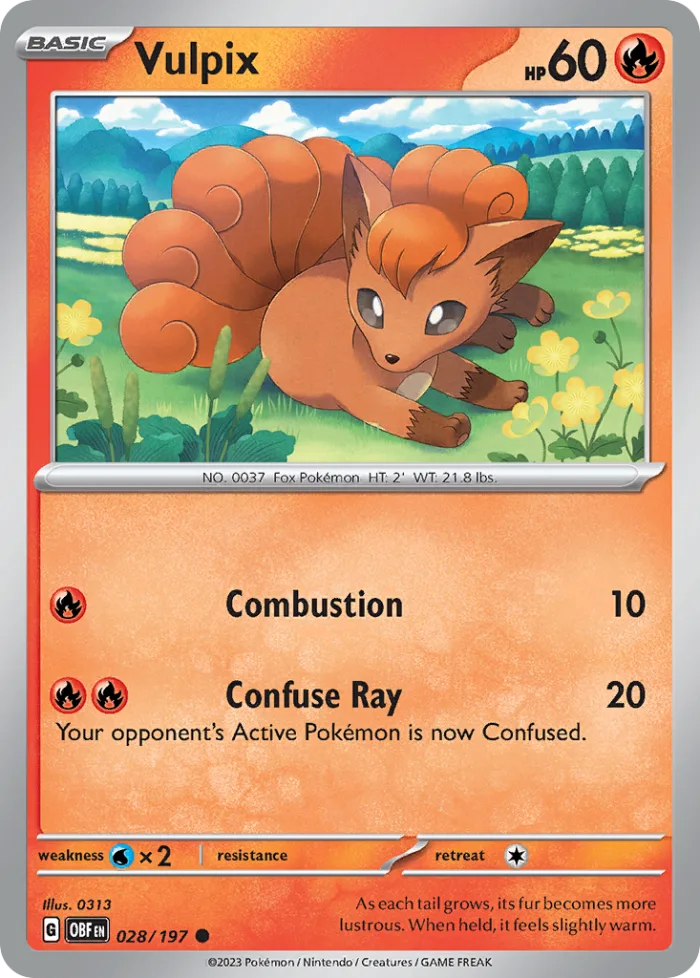 Vulpix #28 Obsidian Flames Pokemon card